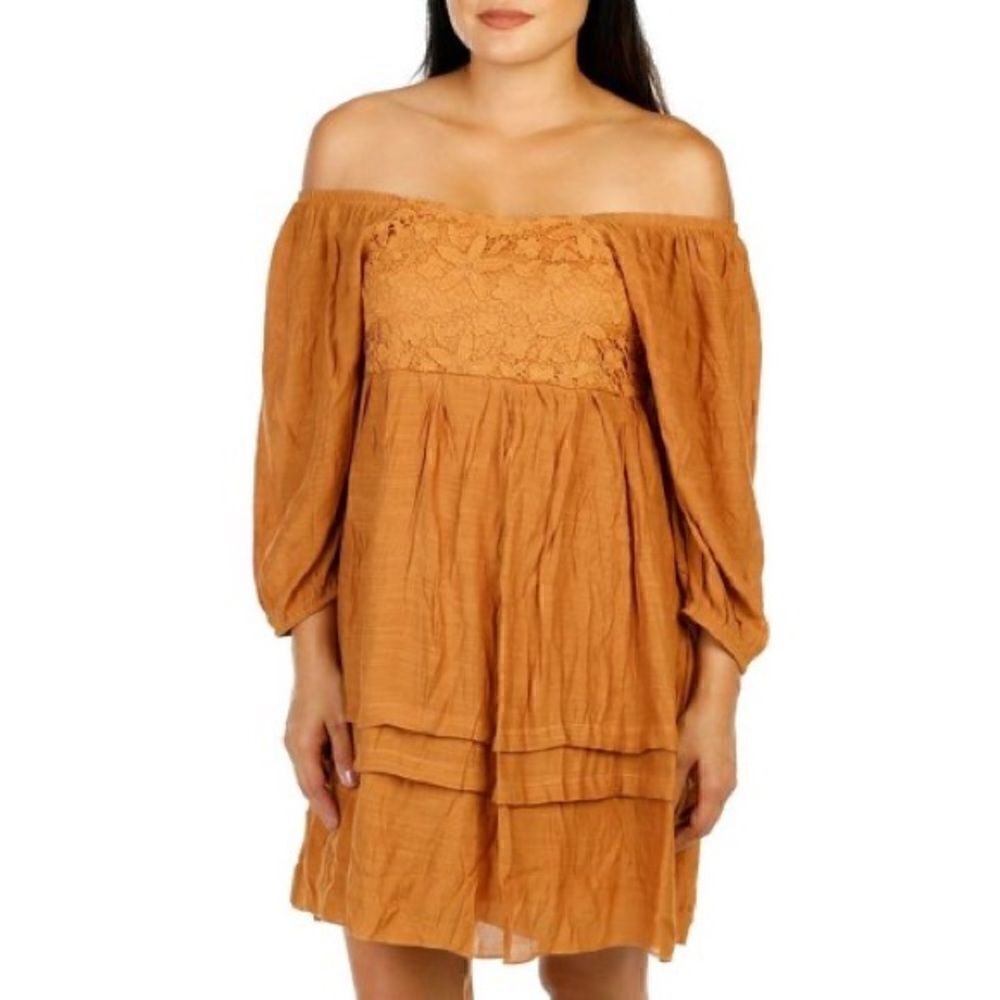 Womens Off Shoulder Smocked Dress